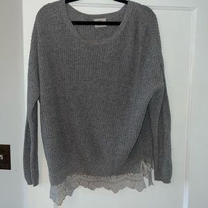 Gray Sweater with Lace detail